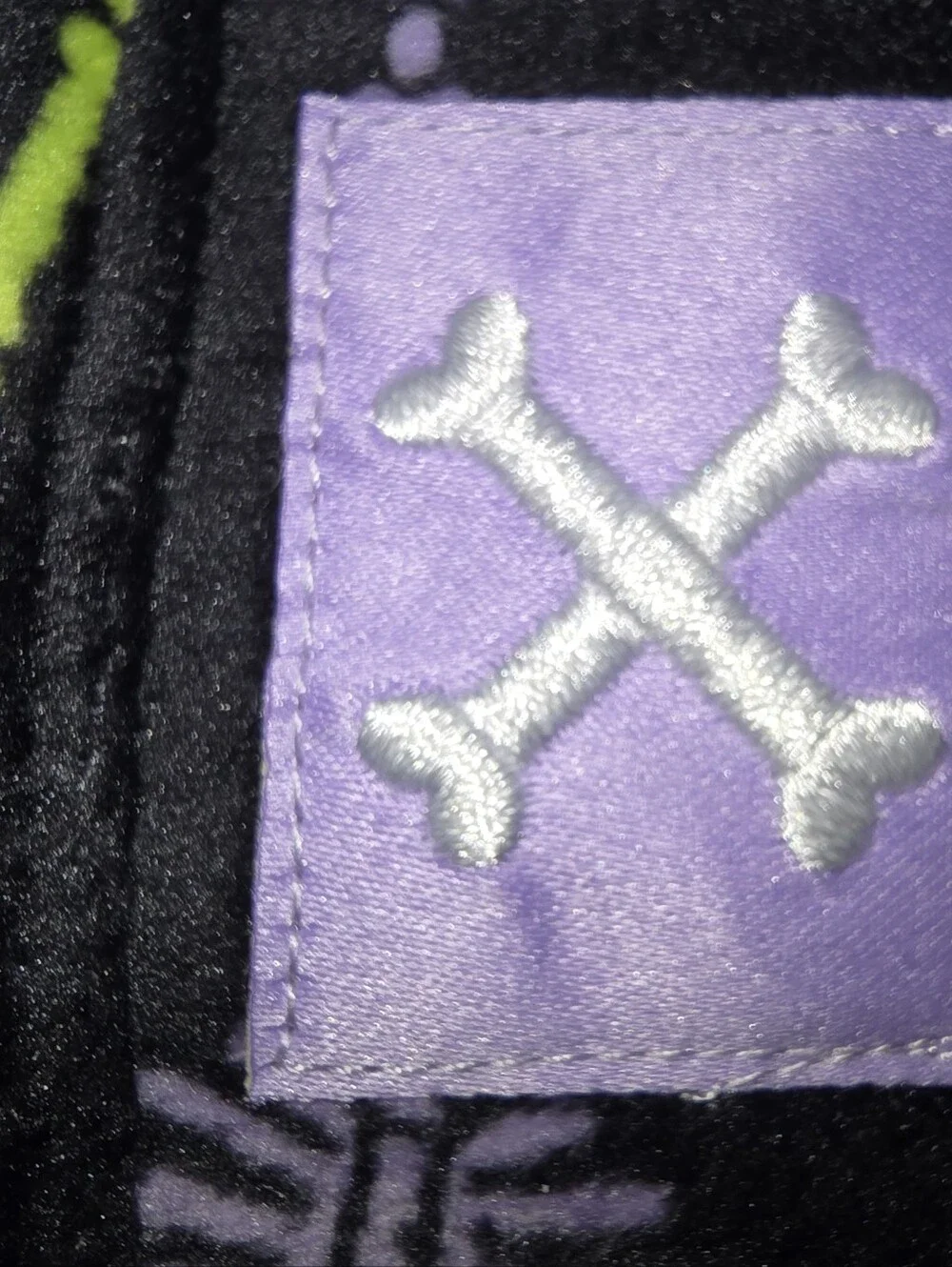 2pk Halloween Soft Velvet Black Multi Colored Skeleton/Purple Checkered Shorts